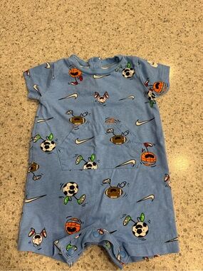 Nike Light Blue Sports Ball Print Baby Romper